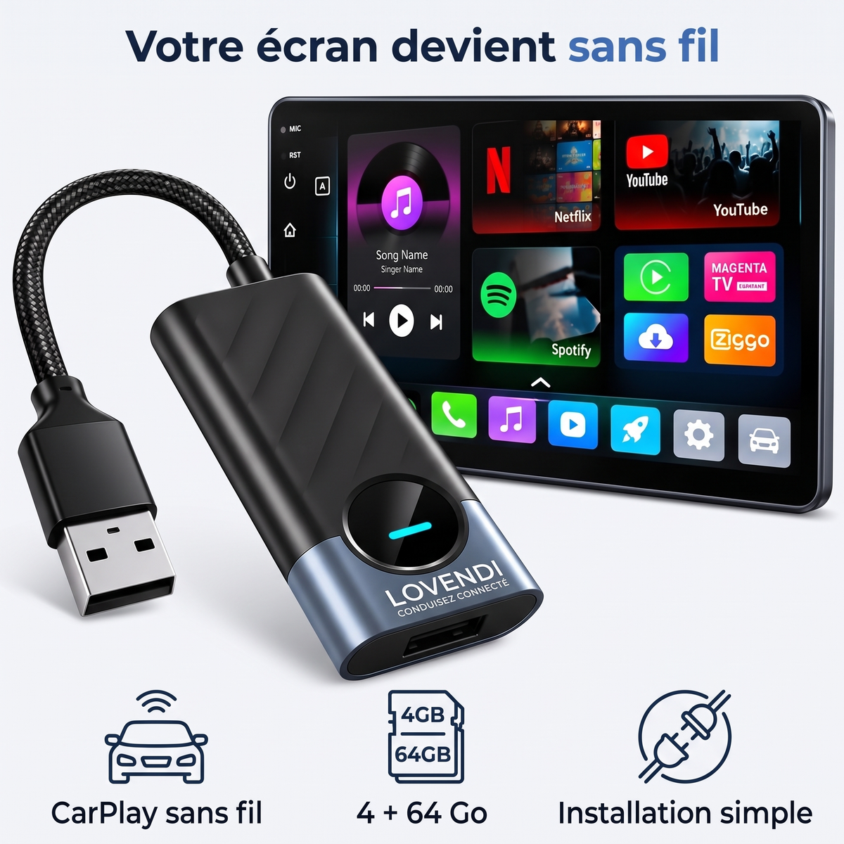 Boîtier Multimédia Sans Fil 4 + 64 Go — Lovendi 1
