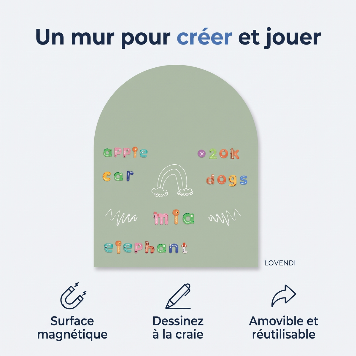 Arche Murale Magnétique Effaçable — Lovendi 1