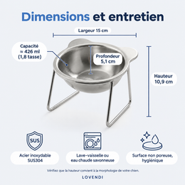 Dimensions et entretien de la gamelle en acier SUS304