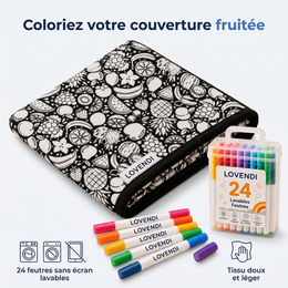 Lovendi DoodleBlankie™ Fruits, couverture à colorier avec 24 feutres — Lovendi 1