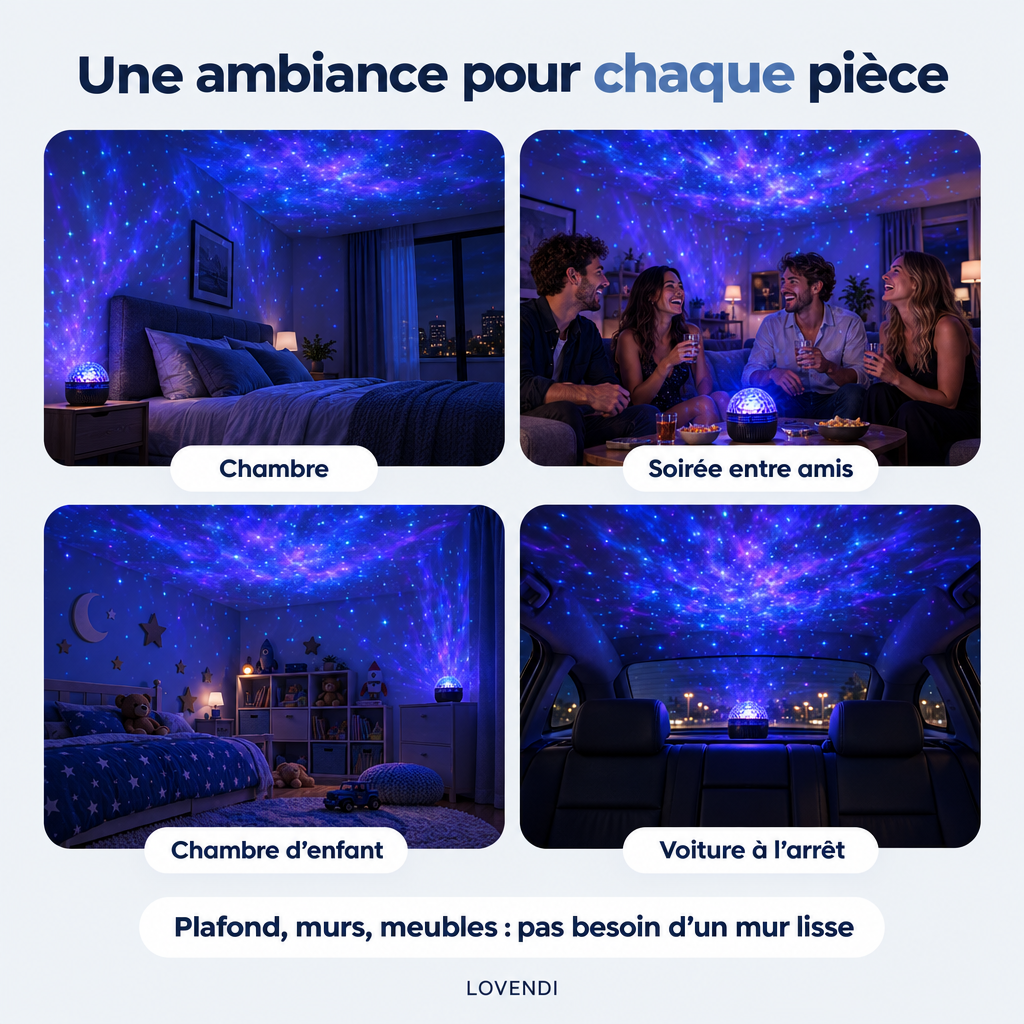 Ambiances : chambre, soirée, chambre d’enfant, voiture à l’arrêt
