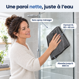 Paroi de douche nettoyée à l’eau