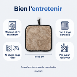 Entretien du chiffon 18 × 18 cm