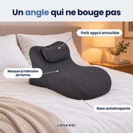 Coussin incliné posé sur un lit