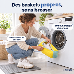 Chaussure placée dans le sac avant le lavage en machine