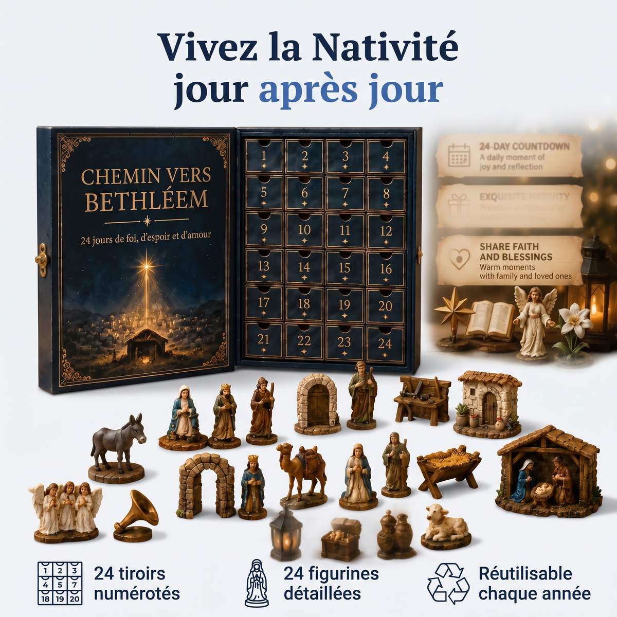 Calendrier De L’Avent Crèche, 24 Figurines — Lovendi 1