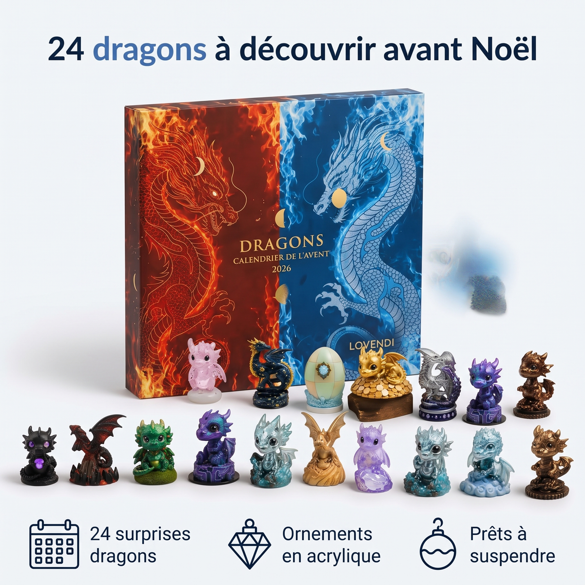 Calendrier De L’Avent Dragons, 24 Ornements — Lovendi 1