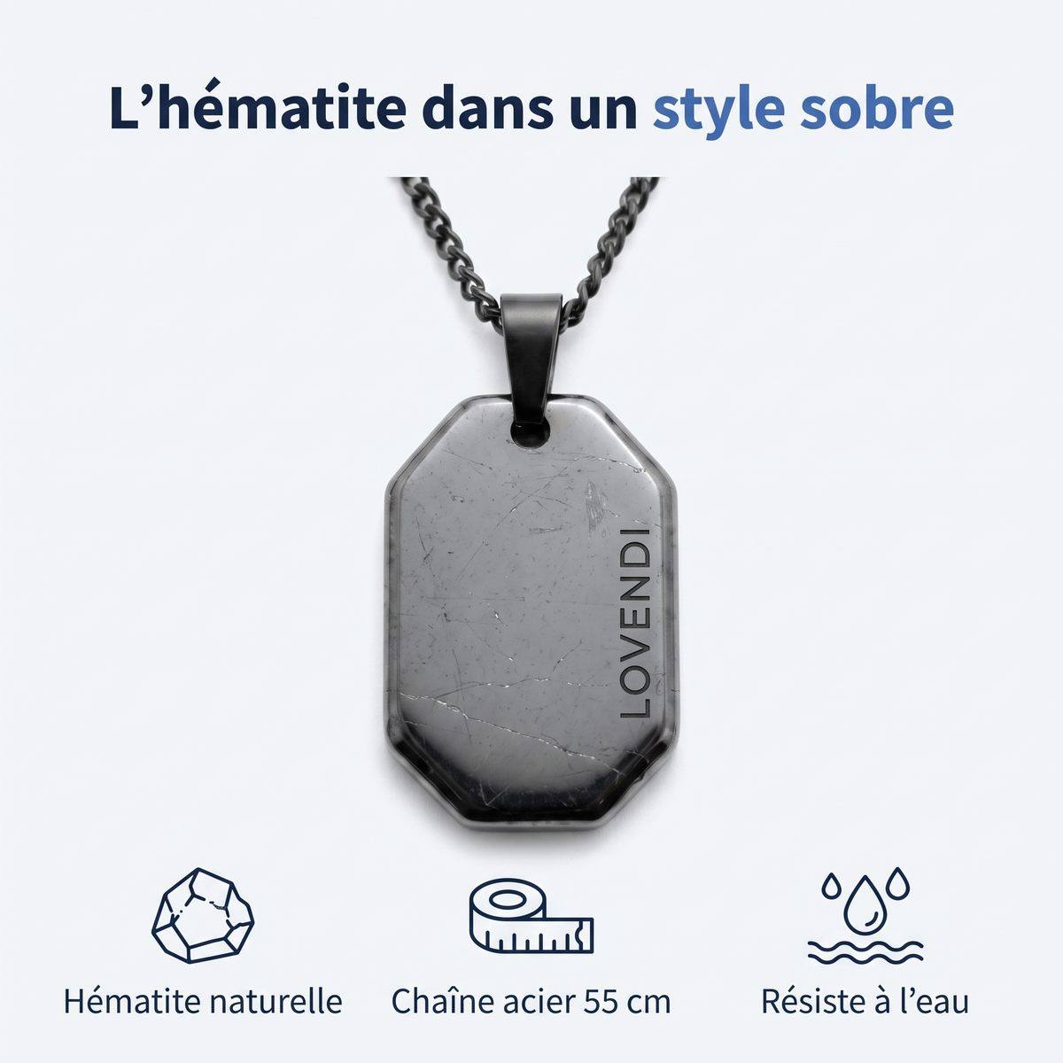 Collier Plaque En Hématite — Lovendi 1