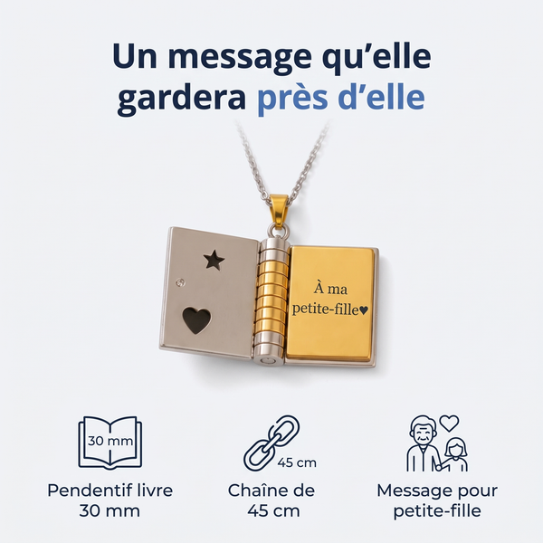 Collier Livre Avec Message Pour Petite-Fille — Lovendi 1