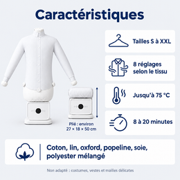 Caractéristiques de la repasseuse