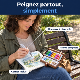 Kit d’aquarelle nomade, 12 couleurs – mise en situation