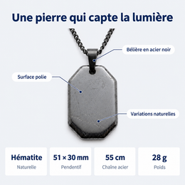 Collier plaque en hématite – détails et caractéristiques