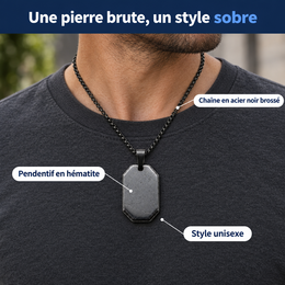 Collier plaque en hématite – mise en situation