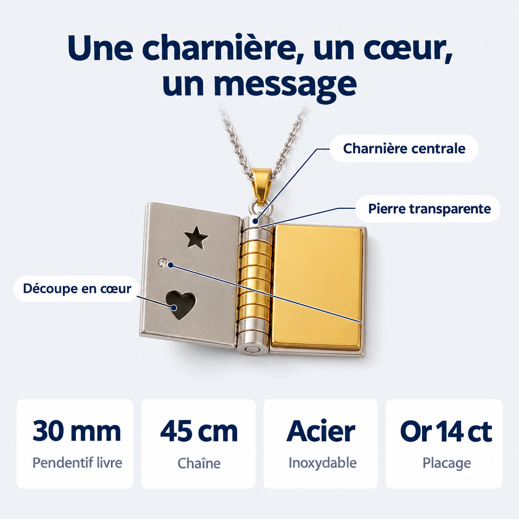 Collier livre pour petite-fille – détails et caractéristiques