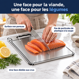 Planche à découper réversible en titane – mise en situation