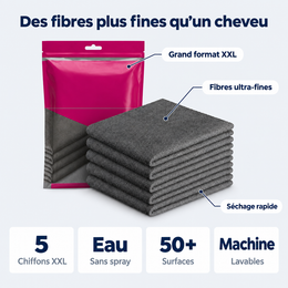 Chiffons microfibre XXL, lot de 5 – détails et caractéristiques