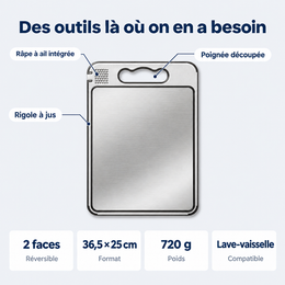 Planche à découper réversible en titane – détails et caractéristiques