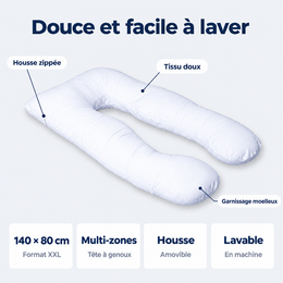 Coussin de corps en U, XXL – détails et caractéristiques
