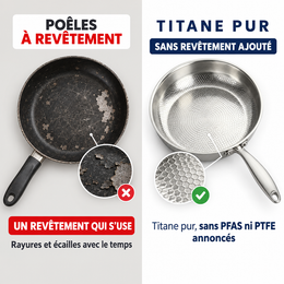 Poêle en titane pur martelé – titane pur ou poêle à revêtement