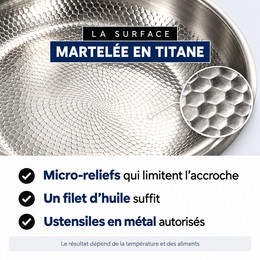 Poêle en titane pur martelé – surface martelée