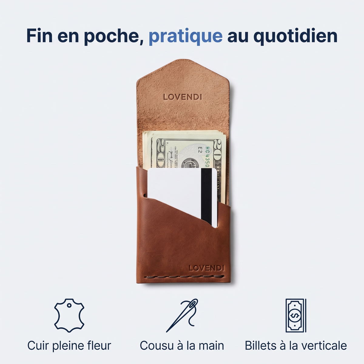 Portefeuille Vertical En Cuir Pleine Fleur — Lovendi 1