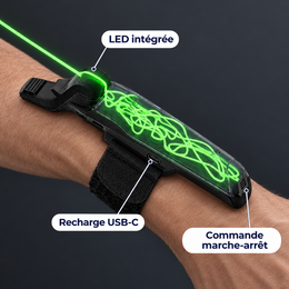 Lanceur de ficelle lumineuse – détail du lanceur au poignet