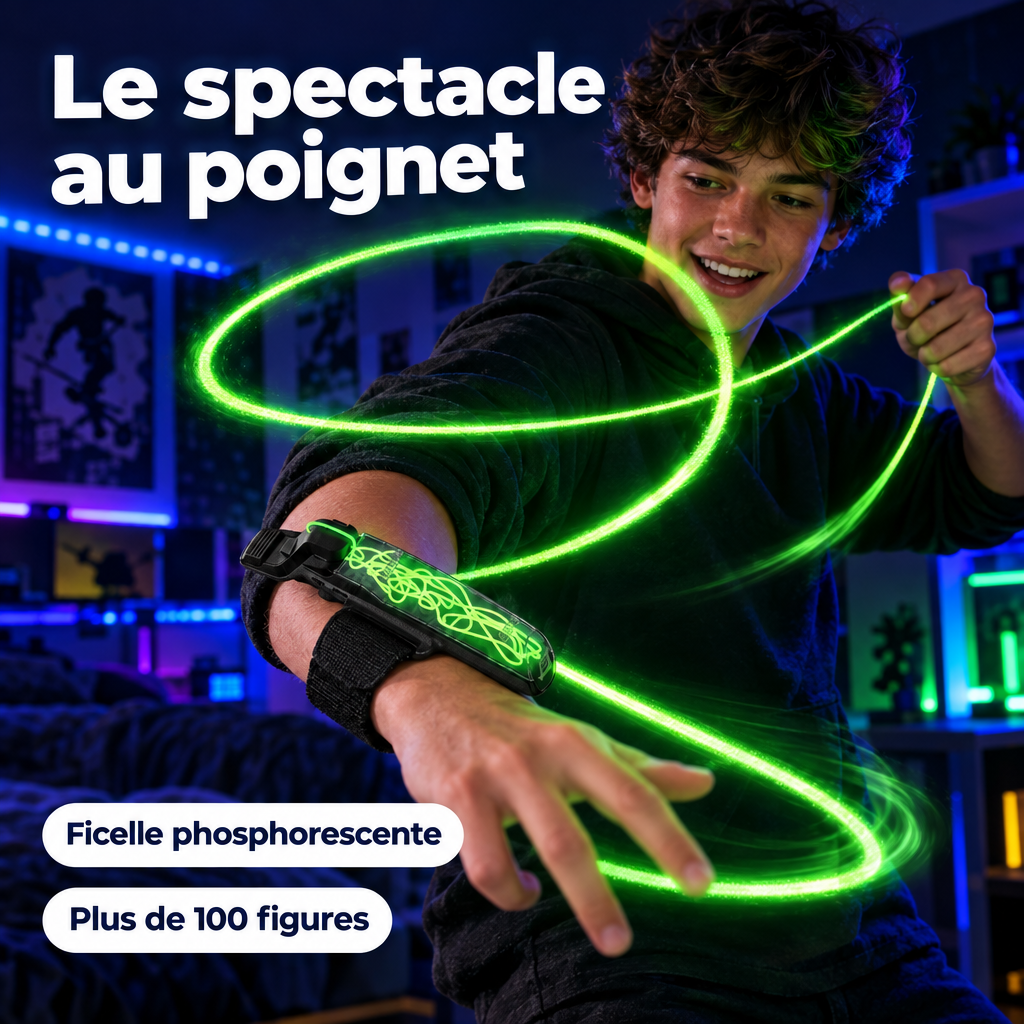 Lanceur de ficelle lumineuse – figure dans le noir