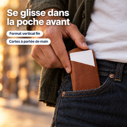 Portefeuille vertical en cuir – dans la poche avant