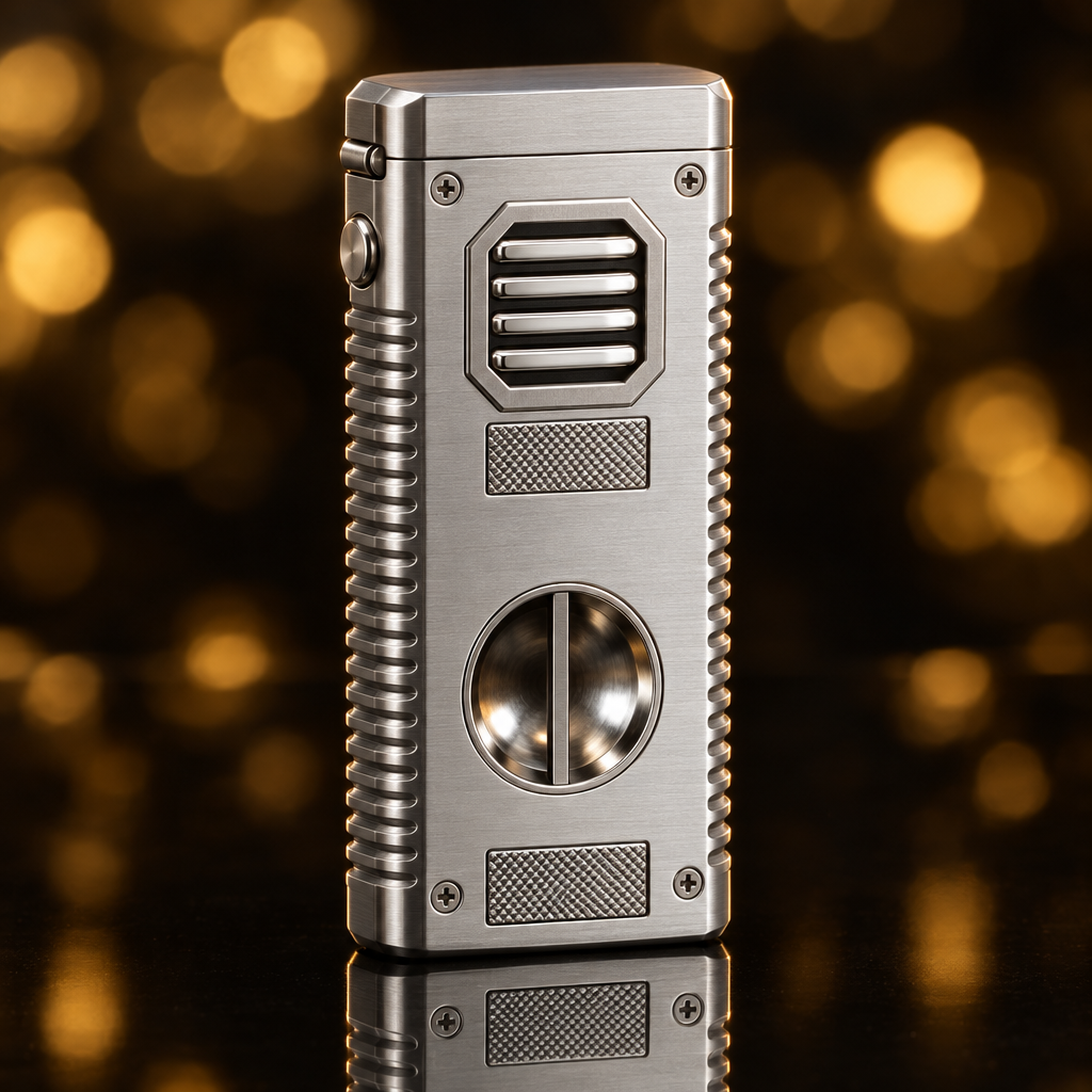 Briquet torche rechargeable – Argent brossé