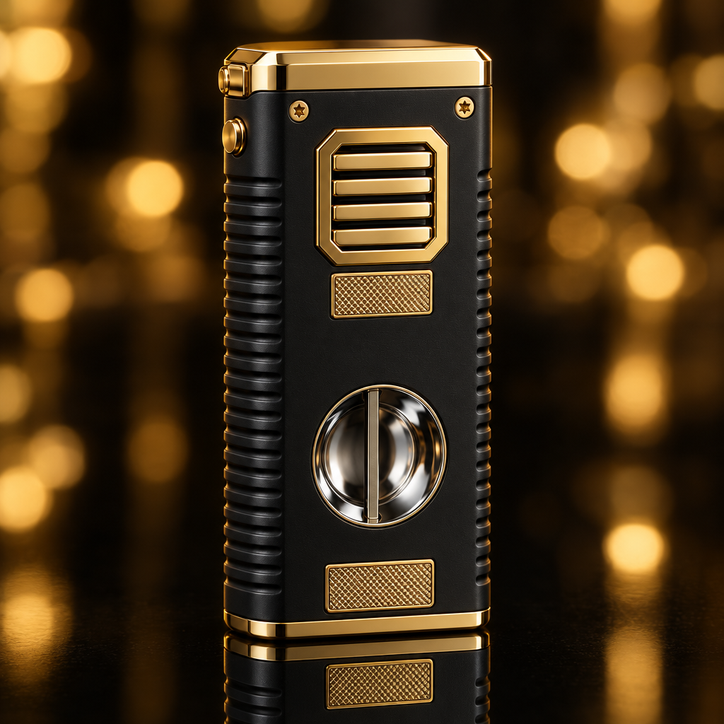 Briquet torche rechargeable – Noir et or