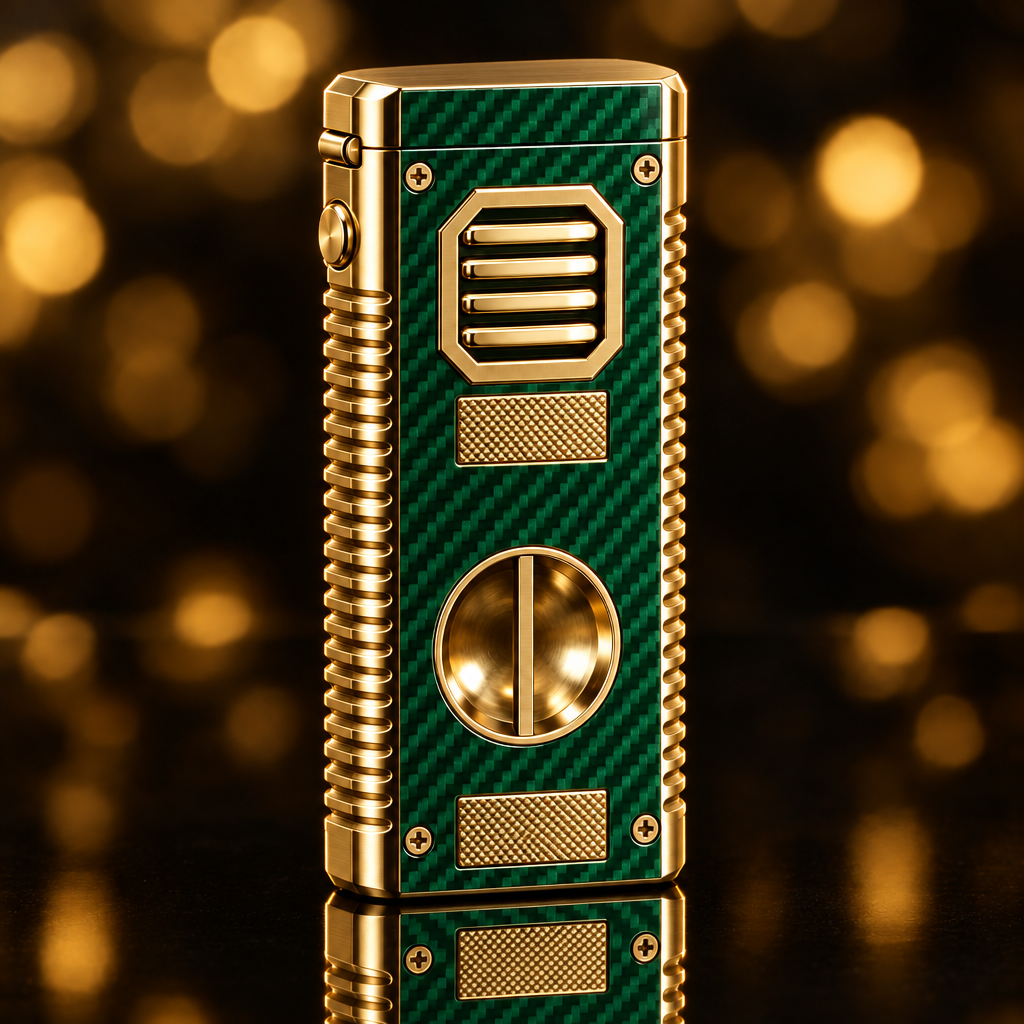 Briquet torche rechargeable – Carbone émeraude