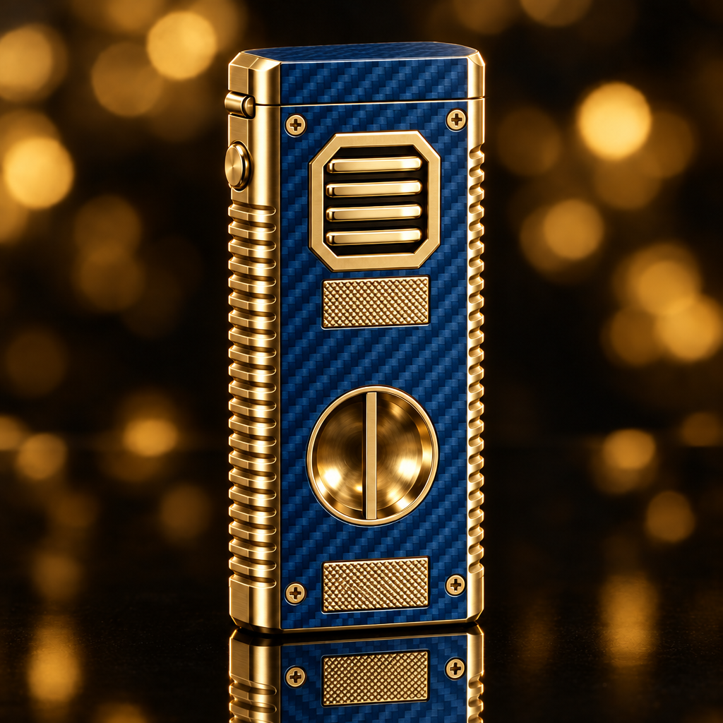 Briquet torche rechargeable – Carbone bleu océan
