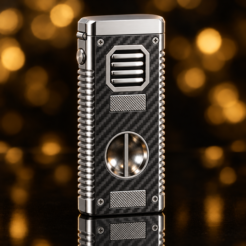 Briquet torche rechargeable – Carbone monochrome