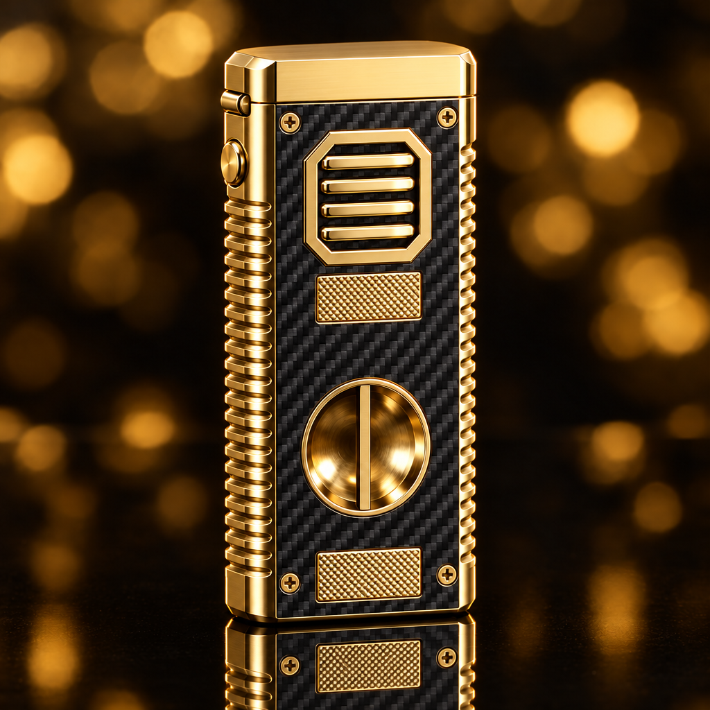 Briquet torche rechargeable – Carbone doré