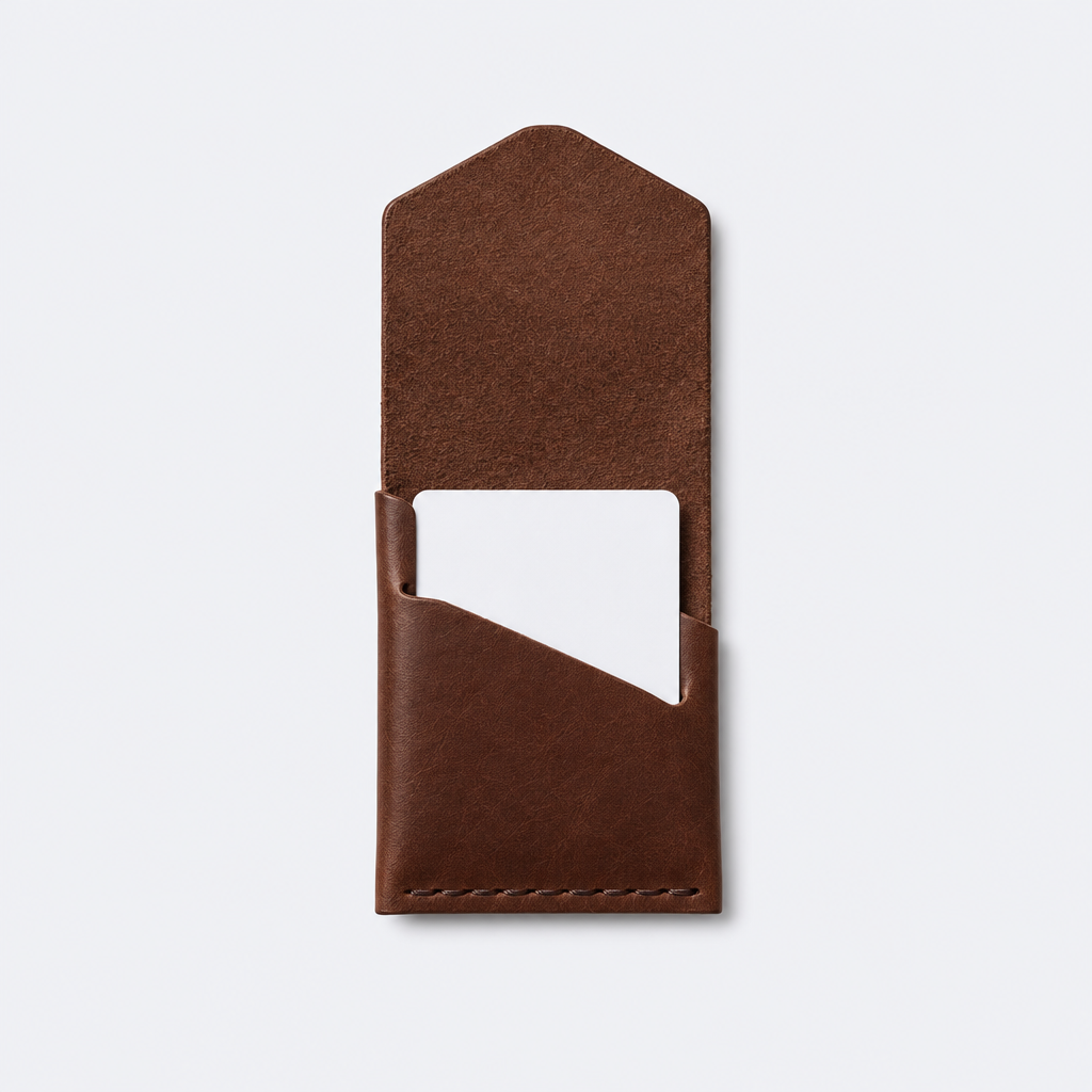 Portefeuille vertical en cuir – Chocolat