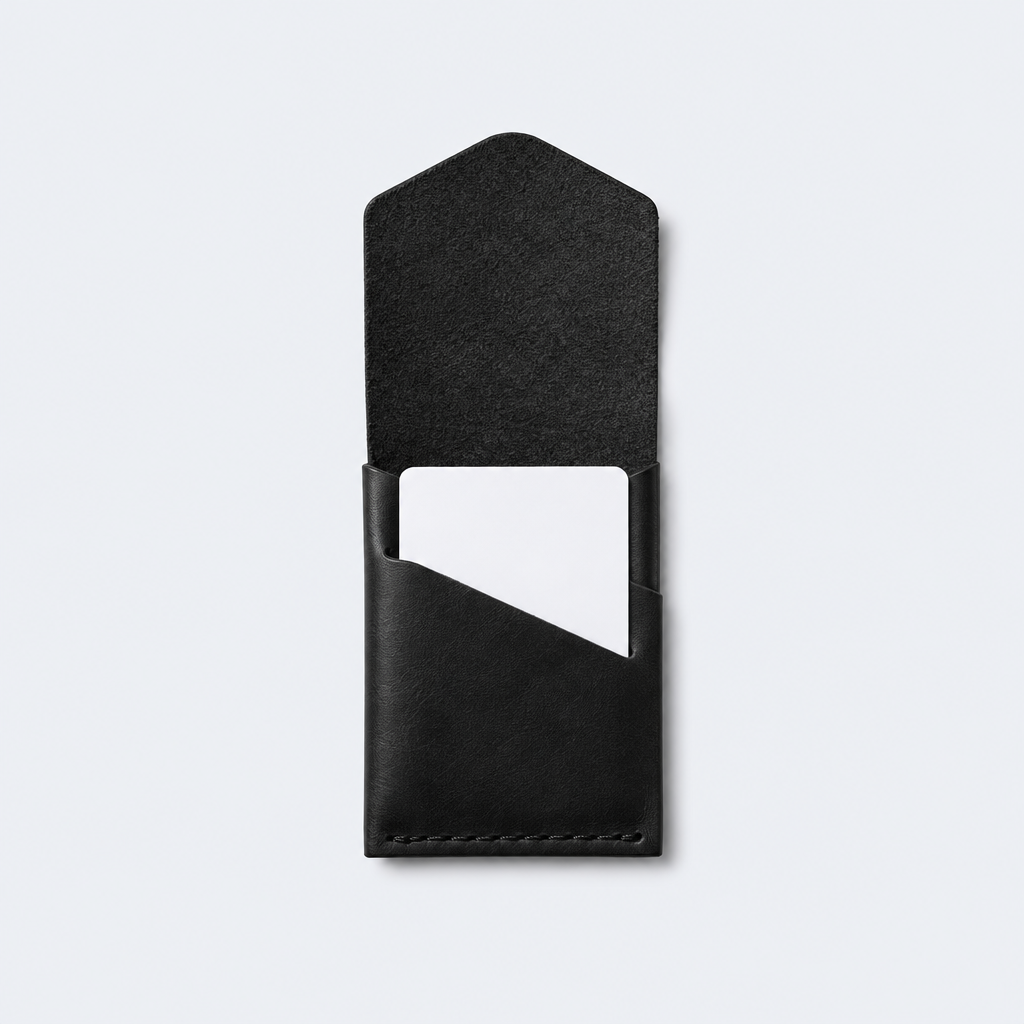 Portefeuille vertical en cuir – Noir