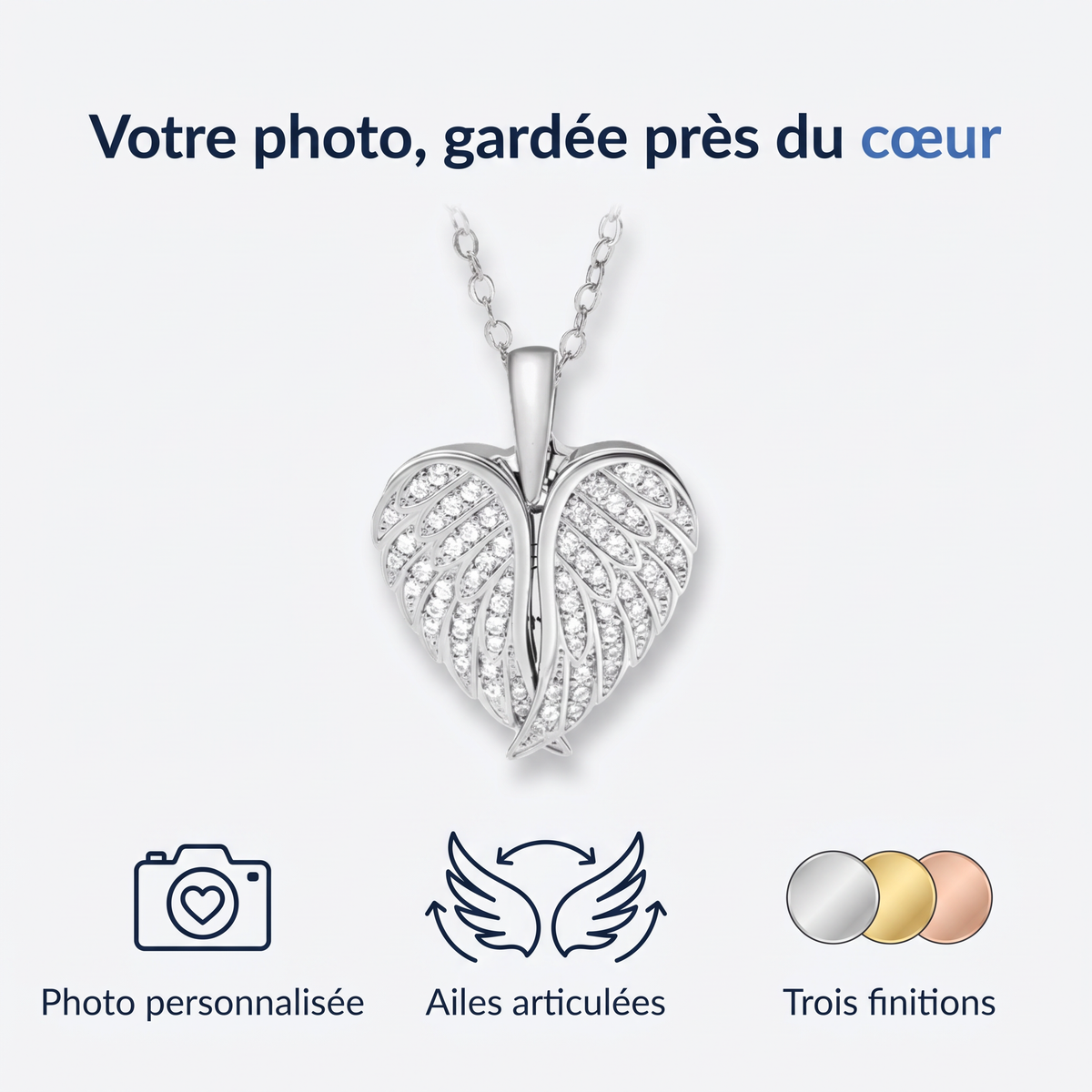 Collier Médaillon Ailes Avec Photo — Lovendi 1