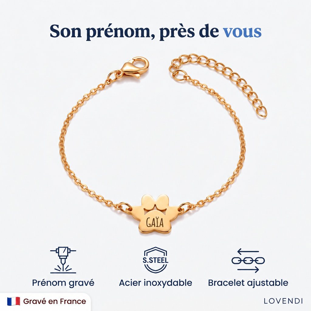 Bracelet Patte Gravé, Finition Or — Lovendi 1