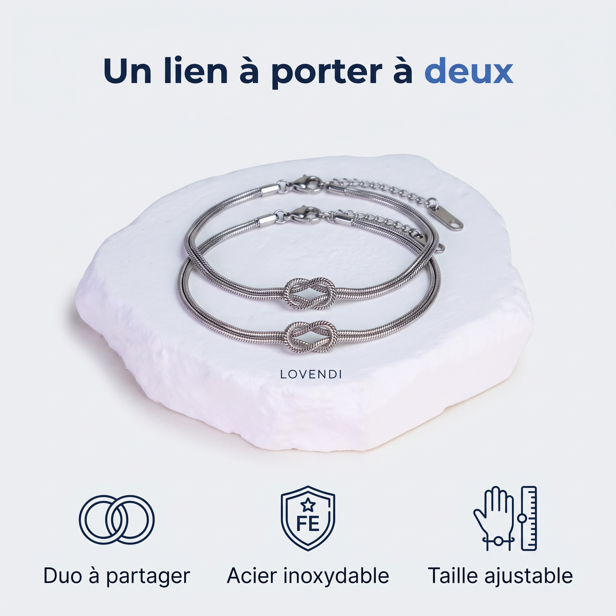 Duo De Bracelets Nœud Ajustables — Lovendi 1