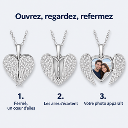 Collier médaillon ailes – ouverture des ailes en 3 étapes