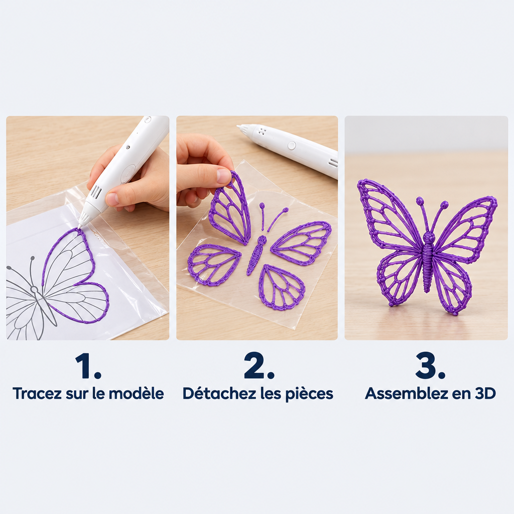 Coffret stylo 3D enfant – tracer, détacher, assembler
