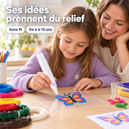 Coffret stylo 3D enfant – enfant dessinant en relief