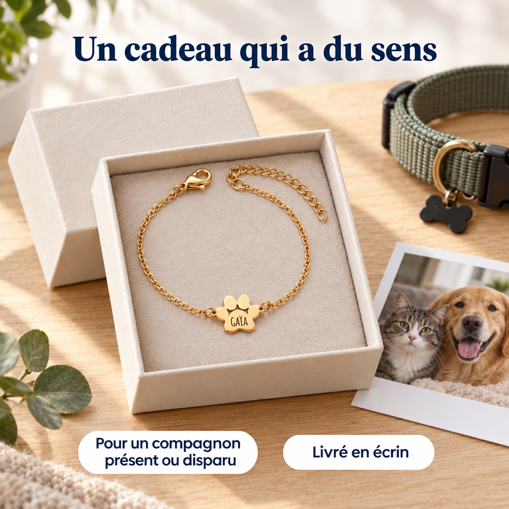 Bracelet patte gravé – écrin cadeau