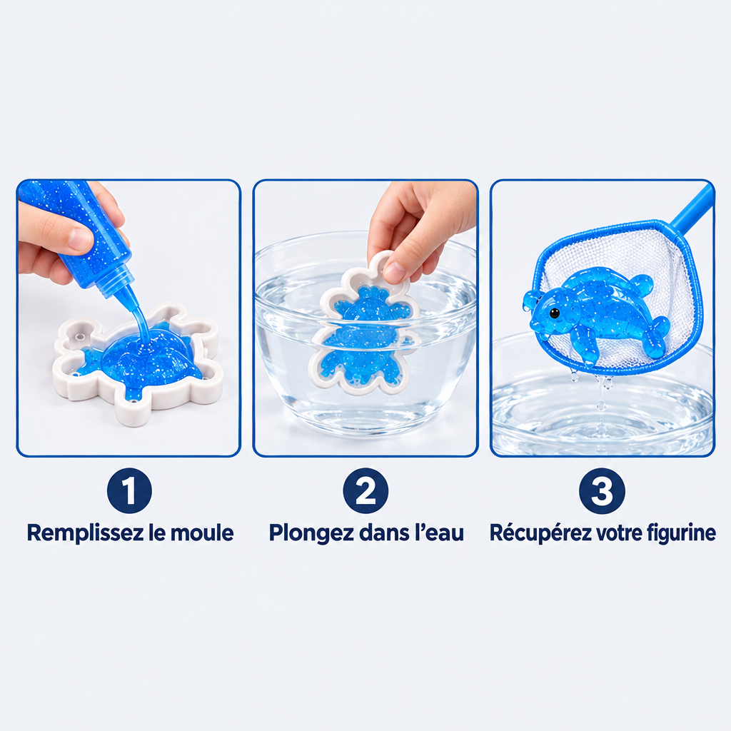 Kit de figurines marines en gel – remplir, plonger, récupérer