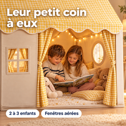Tente cabane pour enfants – lecture à l’intérieur