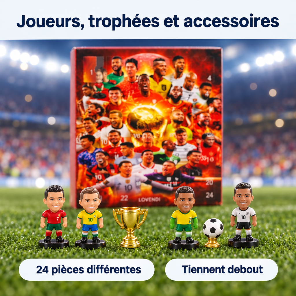 Calendrier de l’Avent football – figurines, trophée et accessoires
