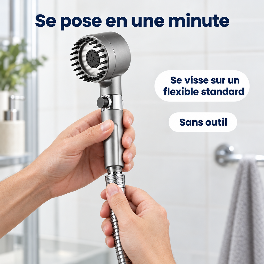 Douchette filtrante à 4 jets – installation sans outil