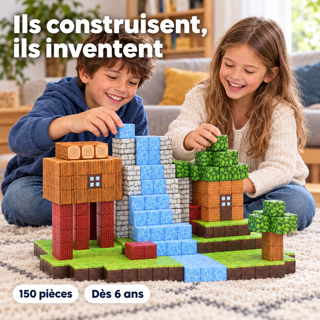 Blocs de construction magnétiques – enfants en train de construire