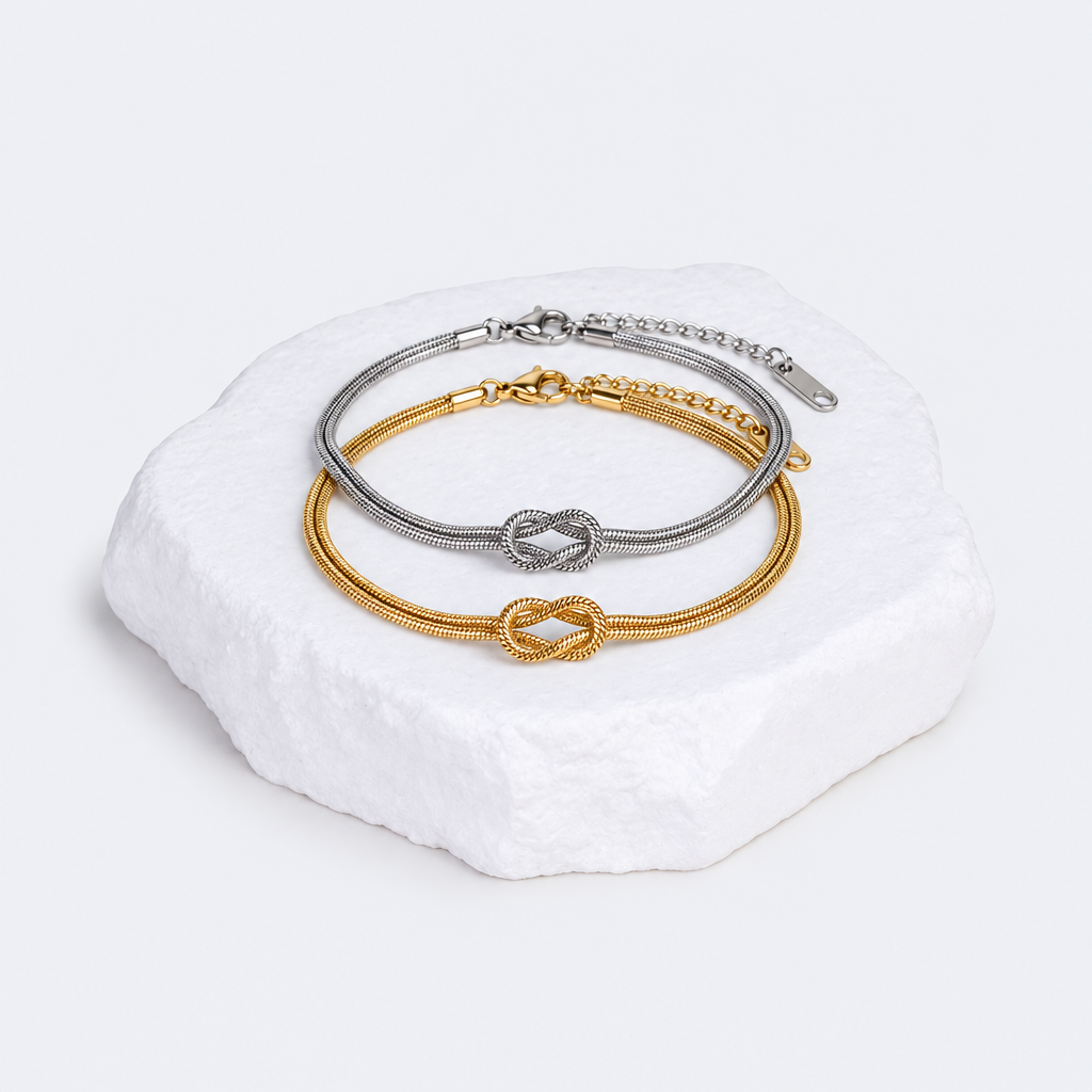 Duo de bracelets nœud – Argenté et doré