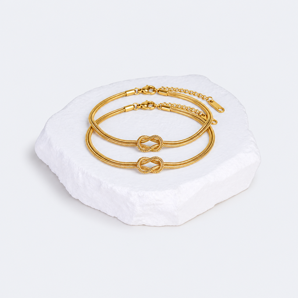 Duo de bracelets nœud – Dorés